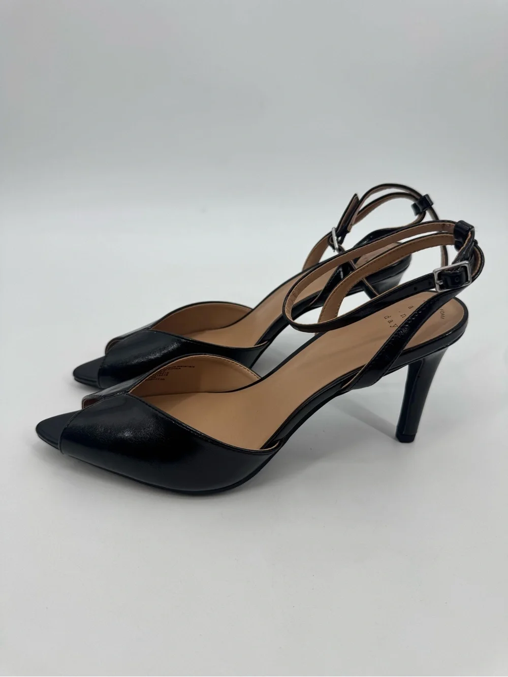 A New Day Virginia Black Ankle Strap Peep Toe High Heels Women’s Size 10 NWOT